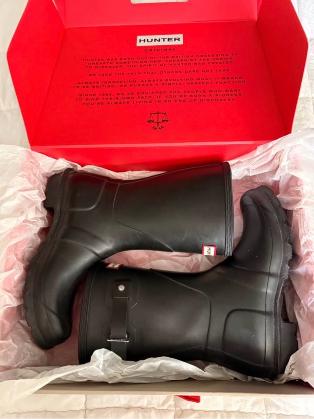 Hunter Original Short Rain Boots Black Women’s Size 7 - Picture 3 of 8